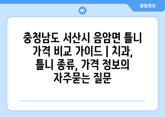 충청남도 서산시 음암면 틀니 가격 비교 가이드 | 치과, 틀니 종류, 가격 정보