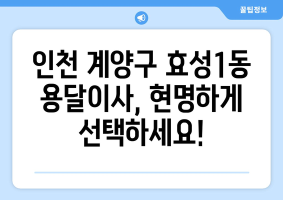 인천 계양구 효성1동 용달이사 전문 업체 비교 가이드 | 저렴한 가격, 믿을 수 있는 서비스