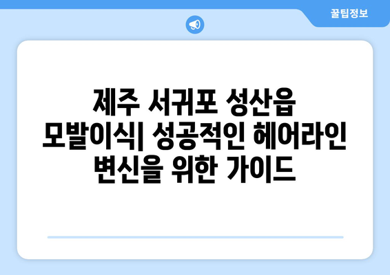 제주 서귀포 성산읍 모발이식 추천 병원 & 후기| 성공적인 헤어라인 변신을 위한 가이드 | 모발이식, 비용, 후기, 추천