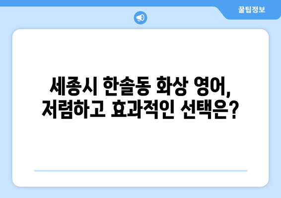 세종시 한솔동 화상 영어 비용 비교| 어떤 곳이 저렴하고 효과적일까요? | 화상영어, 비용, 추천, 가격 비교