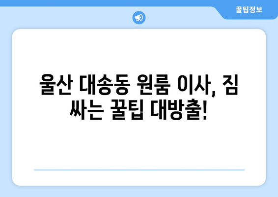 울산 동구 대송동 원룸 이사, 짐싸기부터 새집 정착까지 완벽 가이드 | 원룸 이사, 짐 정리, 이삿짐센터 추천, 비용 절약 팁