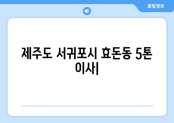 제주도 서귀포시 효돈동 5톤 이사| 가격 비교 & 업체 추천 | 이삿짐센터, 견적, 포장이사, 용달