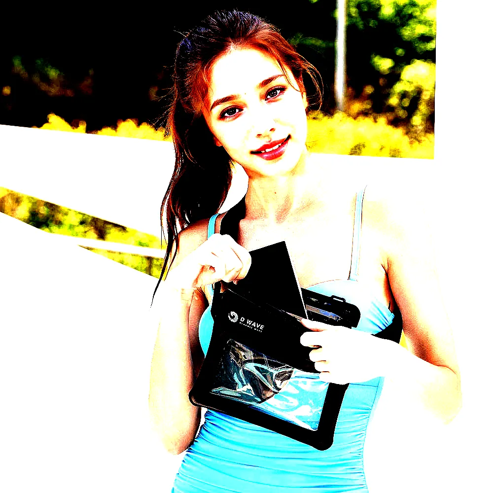 1+1 디웨이브 에어쿠션 핸드폰 스마트폰 크로스 방수팩 물놀이 해외 여행 화이트(M)+블랙(M) 이미지 3