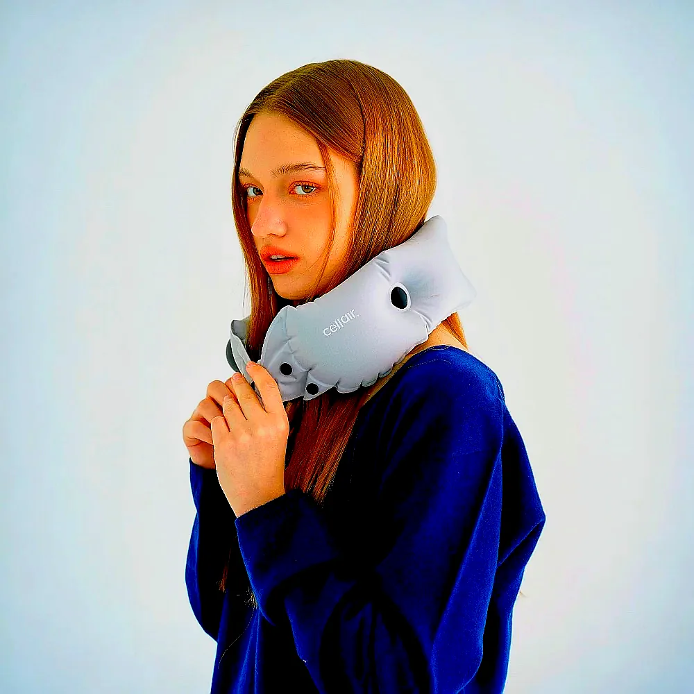 셀레어 에어 펌프 넥필로우 여행용 가벼운 휴대용 비행기 기내용 목 베개 캠핑 쿠션 이미지 1