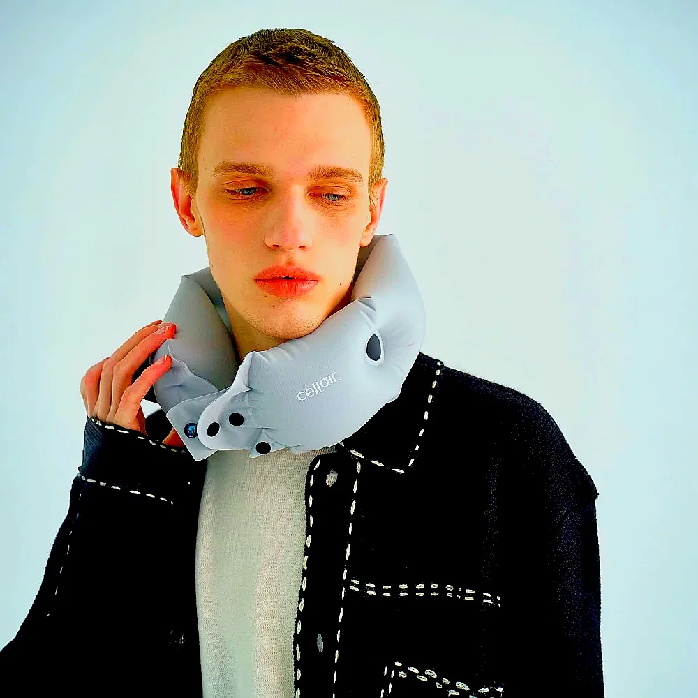 셀레어 에어 펌프 넥필로우 여행용 가벼운 휴대용 비행기 기내용 목 베개 캠핑 쿠션 이미지 2